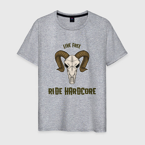 Мужская футболка Live free - ride hardcore / Меланж – фото 1