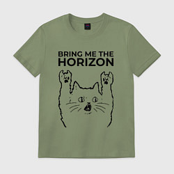 Футболка хлопковая мужская Bring Me the Horizon - rock cat, цвет: авокадо