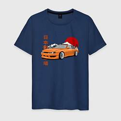 Футболка хлопковая мужская Silvia s14 JDM Retro Car, цвет: тёмно-синий