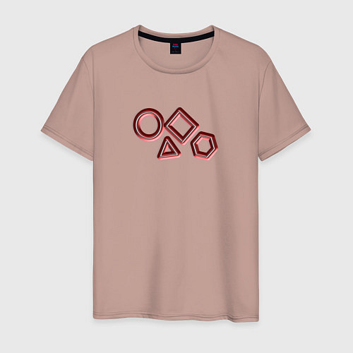 Мужская футболка Красные геометрические фигуры / Пыльно-розовый – фото 1