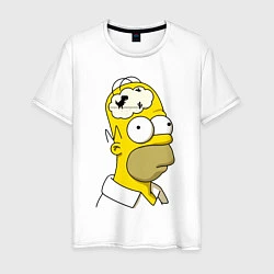 Футболка хлопковая мужская Гомер Симпсон - нет подключения к интернету, цвет: белый