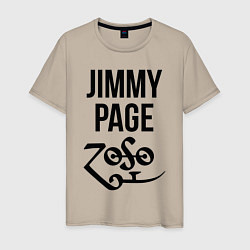 Футболка хлопковая мужская Jimmy Page - Led Zeppelin - legend, цвет: миндальный