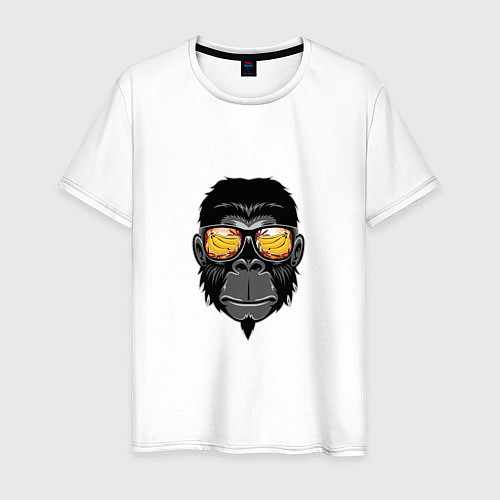 Мужская футболка Примат в крутых очках / Белый – фото 1