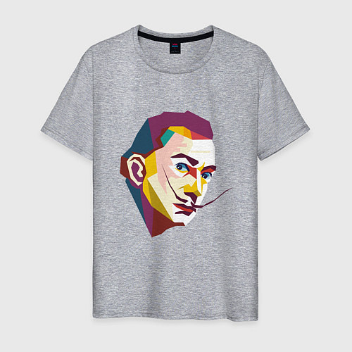 Мужская футболка Сальвадор Дали портрет в стиле поп арт / Меланж – фото 1
