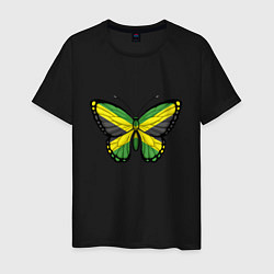 Футболка хлопковая мужская Бабочка - Ямайка, цвет: черный