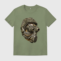 Футболка хлопковая мужская Шлем, очки и противогаз, цвет: авокадо