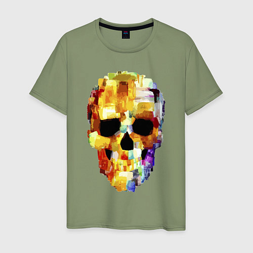 Мужская футболка Color skull - sketch / Авокадо – фото 1