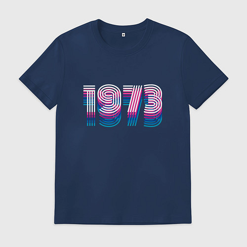 Мужская футболка 1973 год ретро неон / Тёмно-синий – фото 1