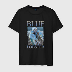 Футболка хлопковая мужская Blue lobster meme, цвет: черный