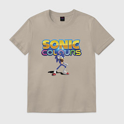 Футболка хлопковая мужская Sonic colors - Hedgehog, цвет: миндальный