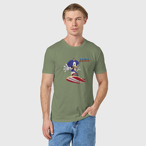 Мужская футболка Sonic - hedgehog - skateboarding / Авокадо – фото 3