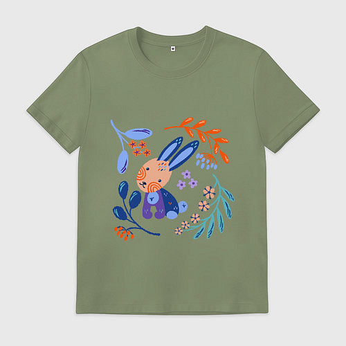 Мужская футболка Зайчик в скандинавском стиле / Авокадо – фото 1
