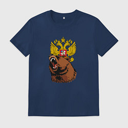 Мужская футболка Патриотичный медведь на фоне герба