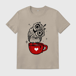 Мужская футболка Сова на кружке с сердечком
