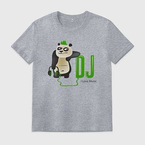 Мужская футболка DJ панда я люблю музыку / Меланж – фото 1