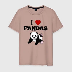 Футболка хлопковая мужская I love Panda - люблю панд, цвет: пыльно-розовый