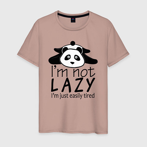 Мужская футболка Я не ленивый я просто быстро устаю - панда / Пыльно-розовый – фото 1