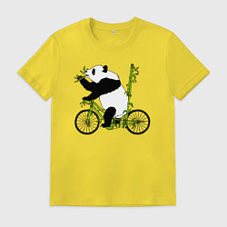 Мужская футболка Панда на велосипеде с бамбуком