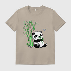 Мужская футболка Панда бамбук и стрекоза