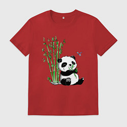 Мужская футболка Панда бамбук и стрекоза
