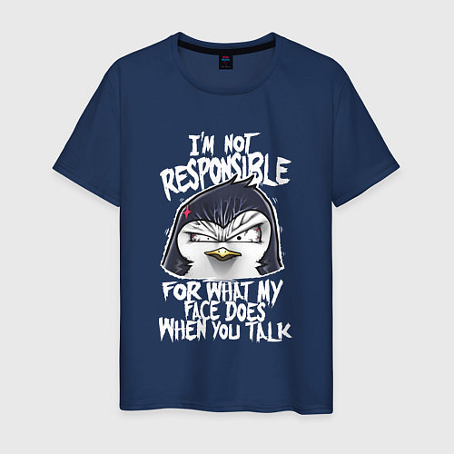 Мужская футболка Психованный пингвин / Тёмно-синий – фото 1