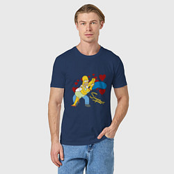 Футболка хлопковая мужская Гомер и Мардж Симпсон, цвет: тёмно-синий — фото 2