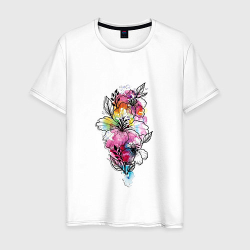 Мужская футболка Beautiful flowers of different colors / Белый – фото 1