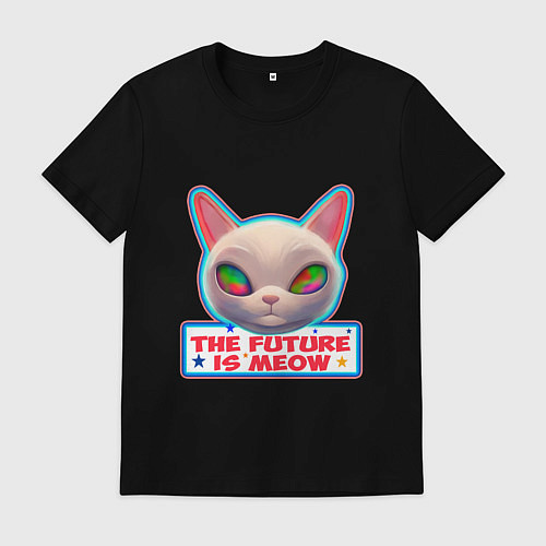 Мужская футболка Будущее это мяу / Черный – фото 1