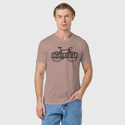 Мужская футболка Cycologist - велосипедист / Пыльно-розовый – фото 3