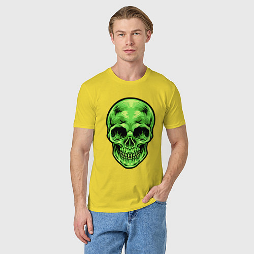 Мужская футболка Зеленый кислотный череп / Желтый – фото 3