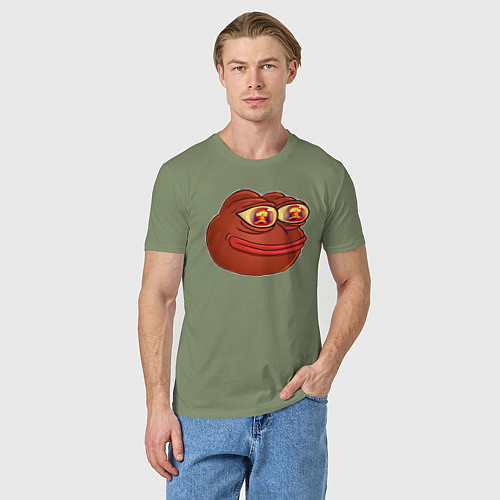 Мужская футболка Лягушонок Пепе смотрит на огонь / Авокадо – фото 3