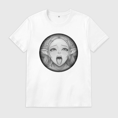 Мужская футболка Ахегао эльфийка / Белый – фото 1