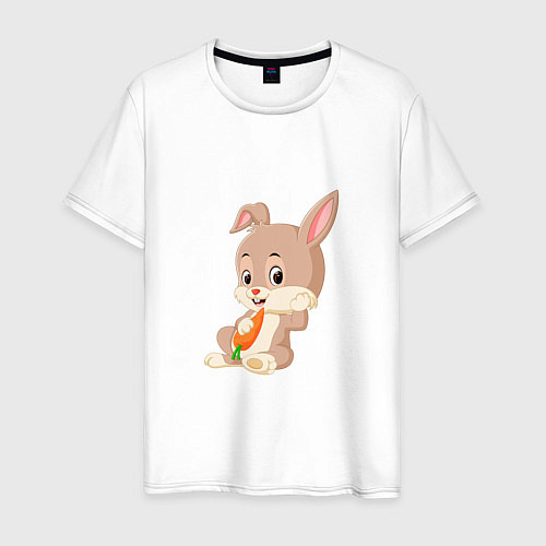 Мужская футболка Кролик с морковочкой / Белый – фото 1