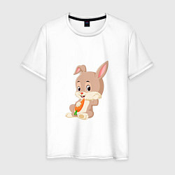 Футболка хлопковая мужская Кролик с морковочкой, цвет: белый