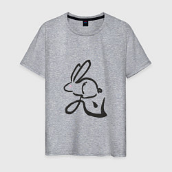 Футболка хлопковая мужская Кролик - Иероглиф, цвет: меланж