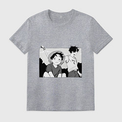 Футболка хлопковая мужская Луффи и Эйс, цвет: меланж
