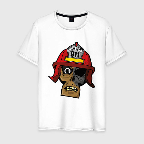 Мужская футболка Череп пожарного / Белый – фото 1