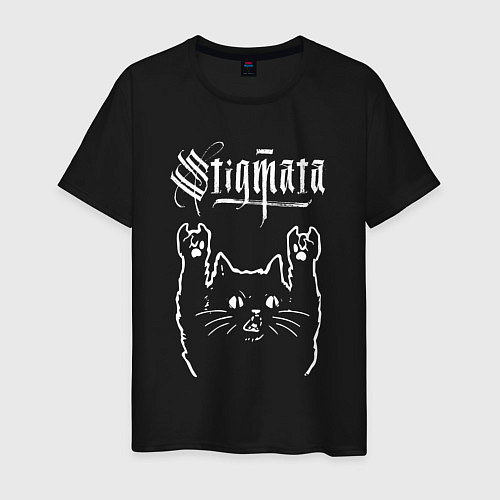 Мужская футболка Stigmata рок кот / Черный – фото 1