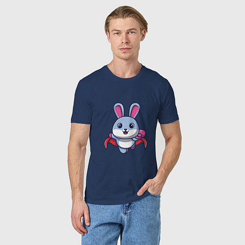 Мужская футболка Супер кролик / Тёмно-синий – фото 3