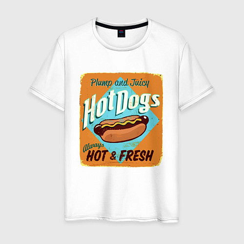 Мужская футболка Hot Dogs - always hot & Fresh! / Белый – фото 1