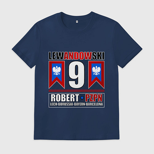 Мужская футболка Роберт Левандовски сборная Польши / Тёмно-синий – фото 1