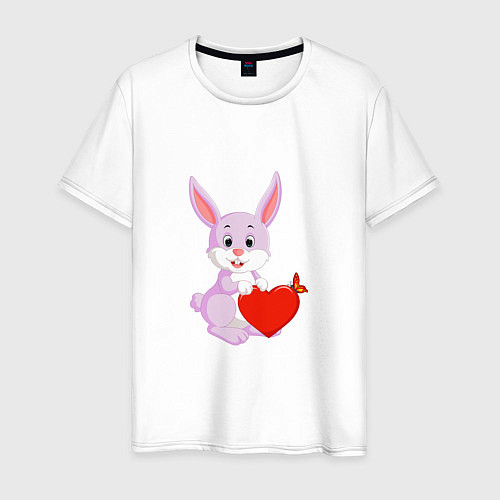 Мужская футболка Кролик с сердцем / Белый – фото 1