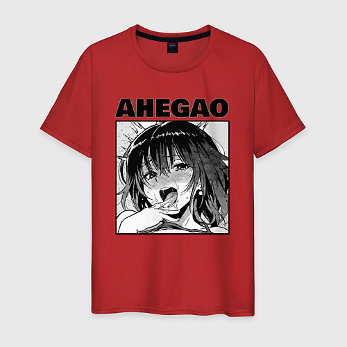 Мужская футболка Ахегао: девушка / Красный – фото 1
