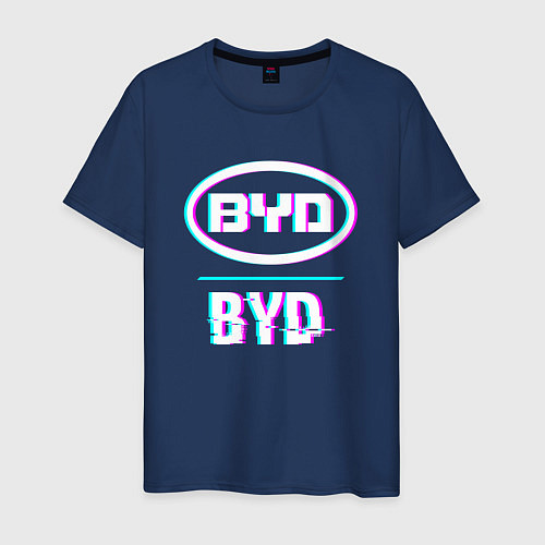 Мужская футболка Значок BYD в стиле glitch / Тёмно-синий – фото 1
