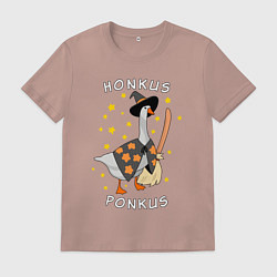 Футболка хлопковая мужская Гусь волшебник, цвет: пыльно-розовый