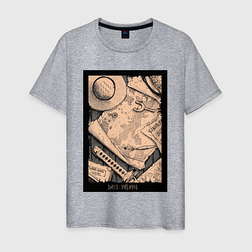 Мужская футболка Карта приключений - Ван Пис / Меланж – фото 1