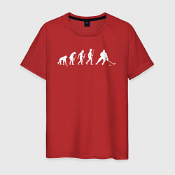 Футболка хлопковая мужская Эволюция в хоккей, цвет: красный