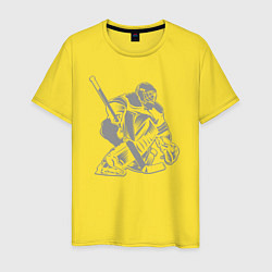 Футболка хлопковая мужская Хоккейный вратарь, цвет: желтый