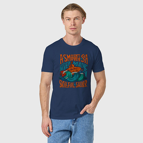 Мужская футболка Подводная лодка и волны / Тёмно-синий – фото 3