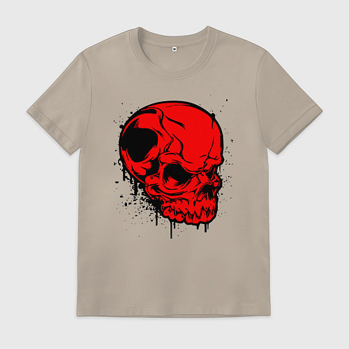 Мужская футболка Ярко-красный череп / Миндальный – фото 1
